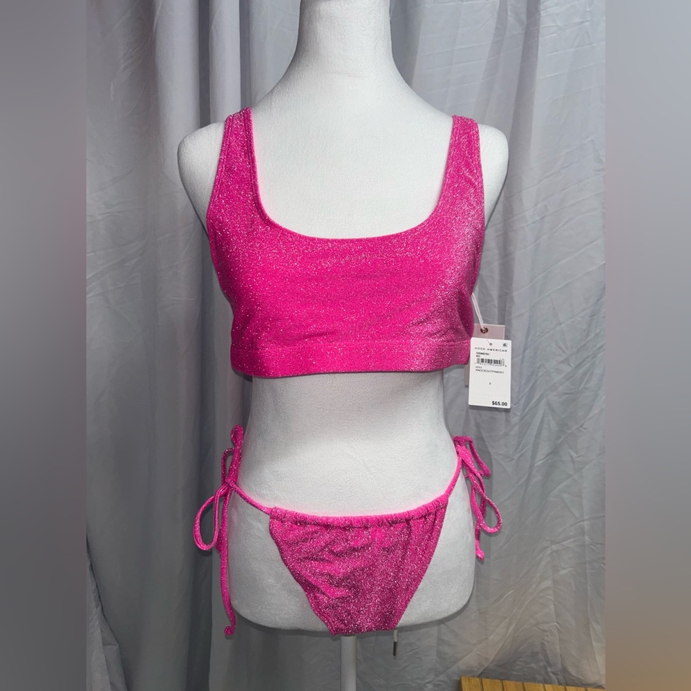 Good American Pink Shimmer Bikini